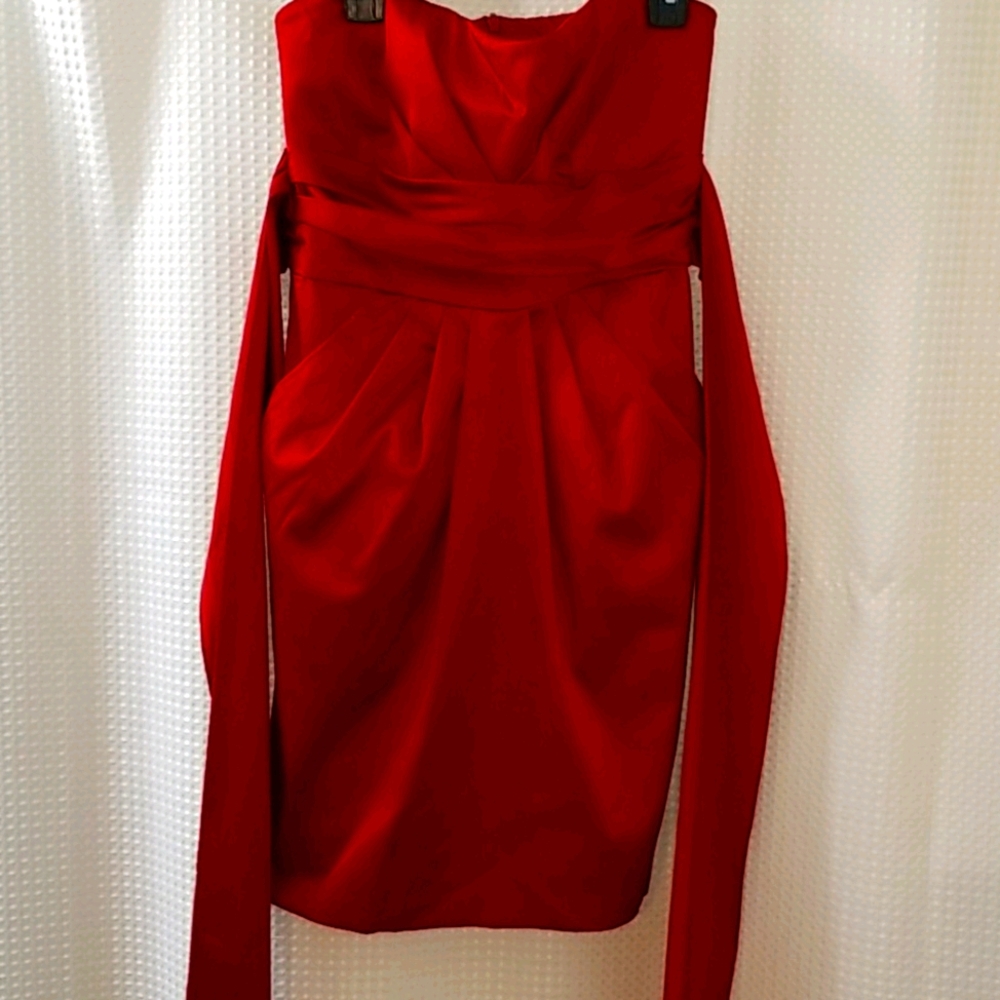 Red Satin Dress w Pockets